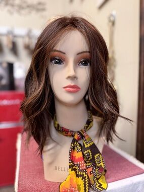 Brown with Caramel wavy synthetic wig